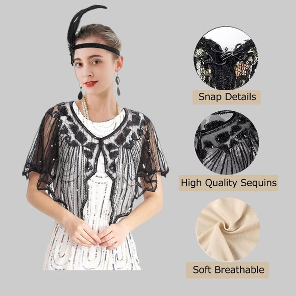 1920s Flapper Accessories Set Retro Roaring 20s Womens Costume Jewelry - Picture 6 of 7